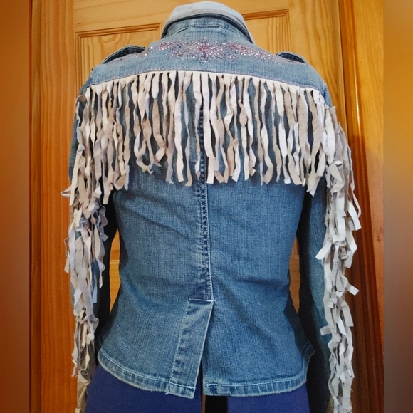 Parasuco Denim Jean Jacket Western Boho Tassels Beaded cowgirl NEW tags Canada - Picture 3 of 9